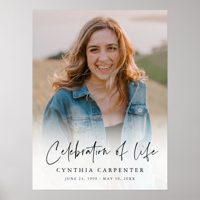 Simple Funeral Memorial Photo Celebration of Life  Poster (Front)