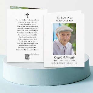 Simple Funeral Memorial Photo Folded Prayer Card
