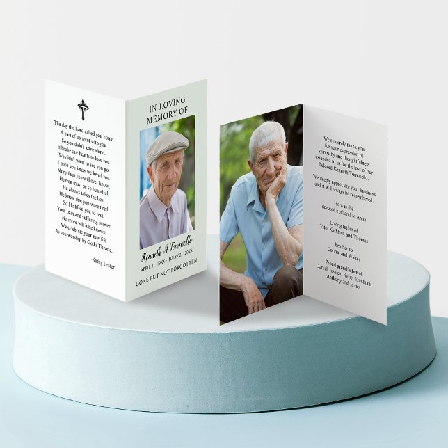 Simple Funeral Memorial Photo Folded Prayer Card (Simple Funeral Memorial Photo Folder Prayer Card)