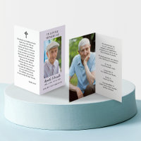 Simple Funeral Memorial Photo Folded Prayer Card