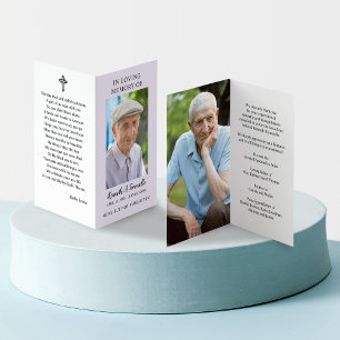 Simple Funeral Memorial Photo Folded Prayer Card