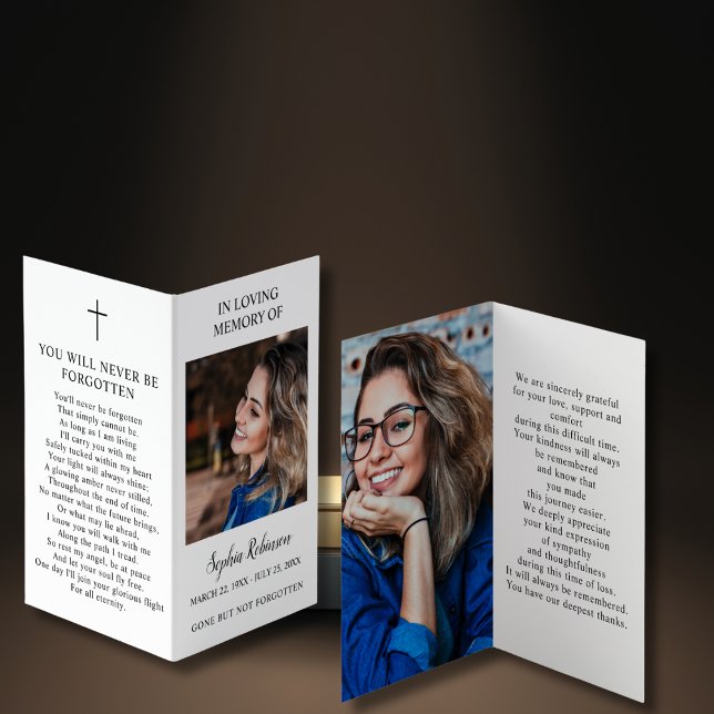 Simple Funeral Memorial Photo Folder Prayer Card (Creator Uploaded)