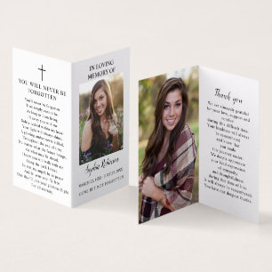 Simple Funeral Memorial Photo Prayer Card