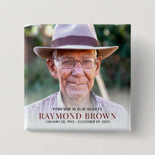 Simple Funeral Memorial Photo Remembrance  15 Cm Square Badge