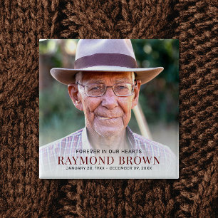 Simple Funeral Memorial Photo Remembrance 15 Cm Square Badge