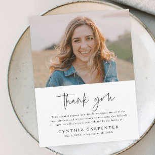 Simple Funeral Memorial Photo Thank You Card