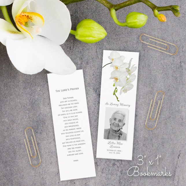 Simple Funeral Memorial Prayer Photo Bookmark Card (Simple 3" x 1" MINI funeral memorial prayer photo Bookmarks)