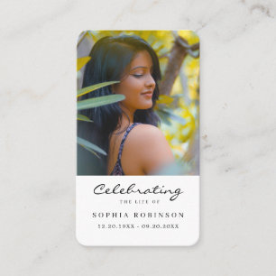 Simple Funeral Memorial Prayer Photo Card