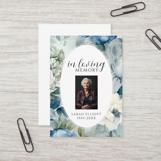 Simple Funeral Memorial Prayer Photo Card (Front/Back In Situ)