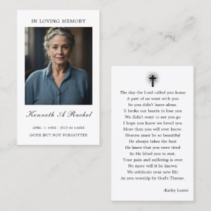 Simple Funeral Memorial Prayer Photo Card