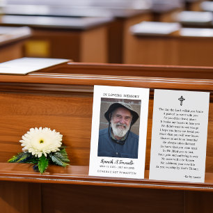 Simple Funeral Memorial Prayer Photo Card