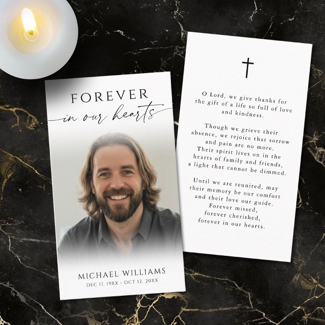 Simple Funeral Memorial Prayer Photo Card (Creator Uploaded)