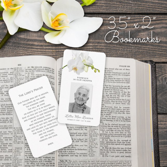 Simple Funeral Memorial Prayer Photo Card (SMALL simple funeral memorial photo memorial prayer card bookmarks
, 2" x 3.5")
