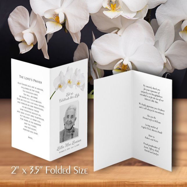 Simple Funeral Memorial Prayer Photo Card (Simple 2 x 3.75" folded funeral memorial prayer cards with a photo on the front. )