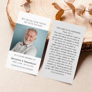 Simple Funeral Memorial Prayer Photo Card