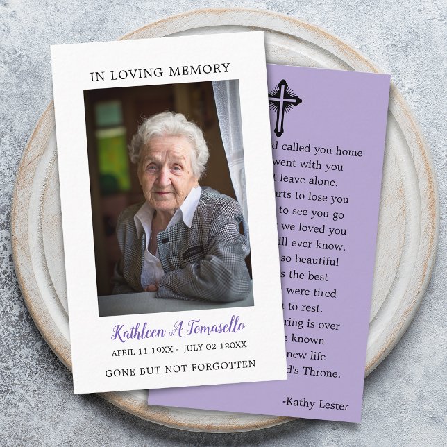 Simple Funeral Memorial Prayer Photo Card (Simple Funeral Memorial Prayer Photo Card)