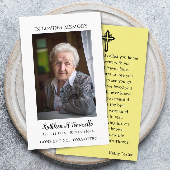 Simple Funeral Memorial Prayer Photo Card (Simple Funeral Memorial Prayer Photo Card)
