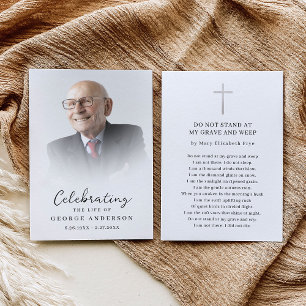 Simple Funeral Memorial Prayer Photo Card