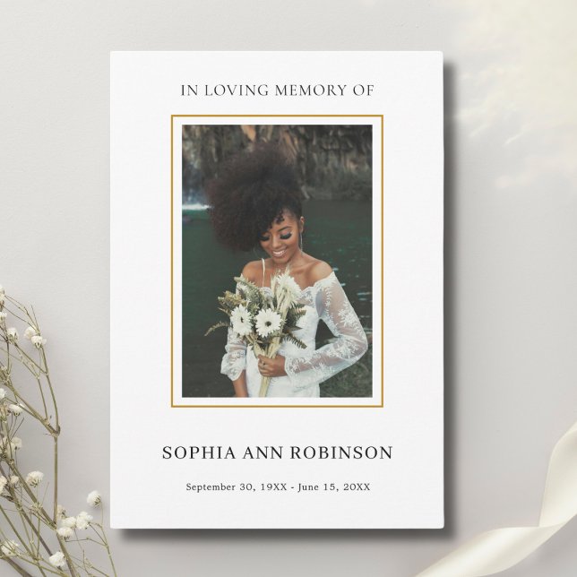 Simple Funeral Memorial Prayer Photo Card (Creator Uploaded)