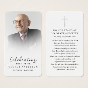 Simple Funeral Memorial Prayer Photo Card