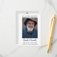Simple Funeral Memorial Prayer Photo Card