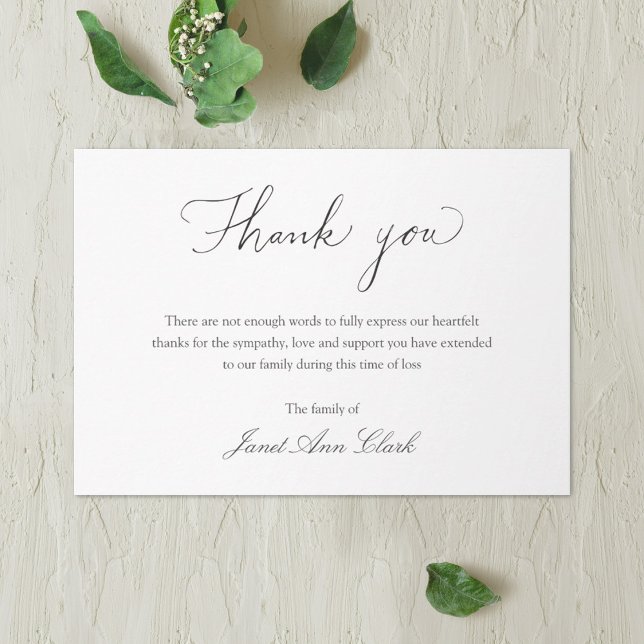 Simple Funeral Memorial Service Sympathy Thank You Card (Creator Uploaded)