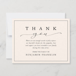 Simple Funeral Memorial Sympathy Bereavement Thank You Card