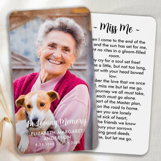 Simple Funeral Modern Photo Memorial Prayer Card (Creator Uploaded)