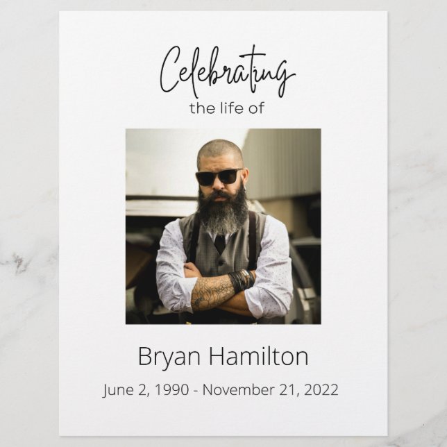 Simple Funeral Photo Celebration of Life  Flyer (Front)