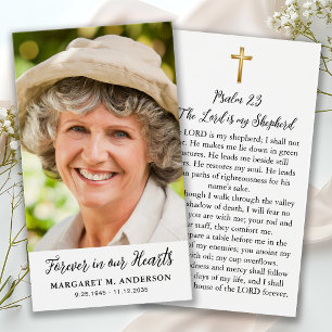 Simple Funeral Photo Christian Cross Prayer Card