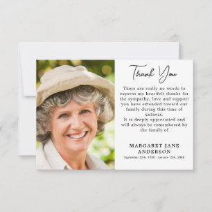 Simple Funeral Photo - Memorial Sympathy Thank You Card