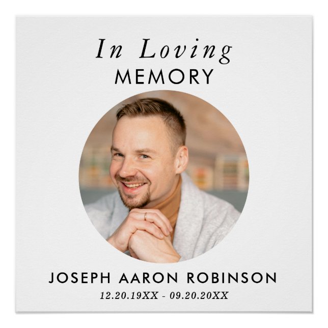 Simple Funeral Photo Modern Memorial Keepsake Poster (Front)