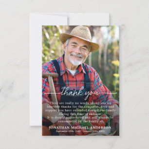 Simple Funeral Photo Personalised Remembrance Thank You Card