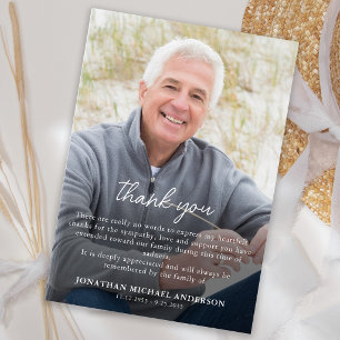 Simple Funeral Photo Personalised Remembrance Thank You Card