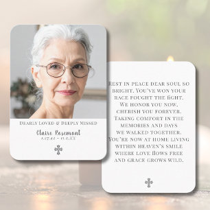 Simple Funeral Photo Prayer Card