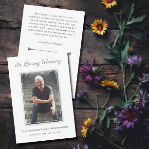 Simple Funeral Photo Sympathy Memorial Card