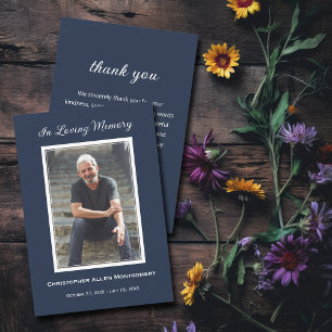 Simple Funeral Photo Sympathy Memorial Card
