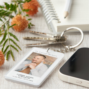 Simple Funeral Photo Sympathy Memorial Keychain