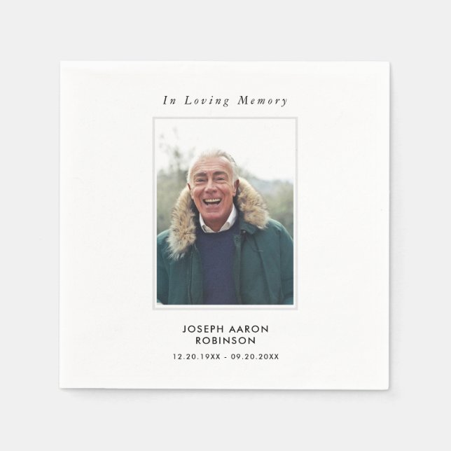 Simple Funeral Photo Sympathy Memorial  Napkin (Front)