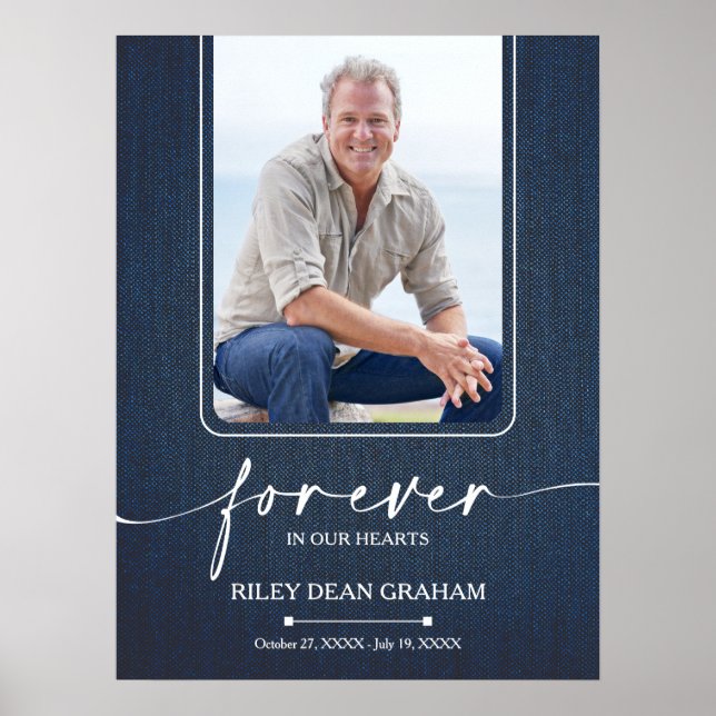 Simple Funeral Photo Sympathy Memorial Poster (Front)