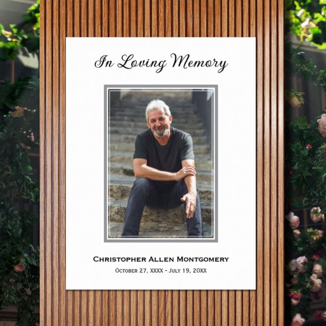 Simple Funeral Photo Sympathy Memorial Poster (Simple funeral photo In Loving Memory In Loving Memory poster, PRINTED and/or INSTANT DOWNLOAD)