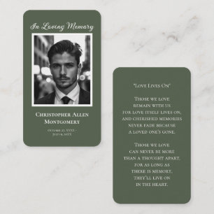 Simple Funeral Photo Sympathy Memorial Prayer Card