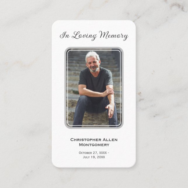 Simple Funeral Photo Sympathy Memorial Prayer Card (Front)