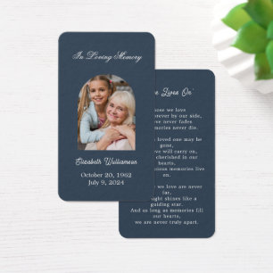 Simple Funeral Photo Sympathy Memorial Prayer Card