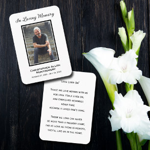 Simple Funeral Photo Sympathy Memorial Prayer Card