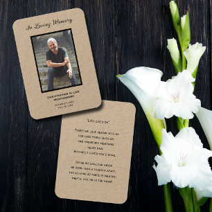 Simple Funeral Photo Sympathy Memorial Prayer Card