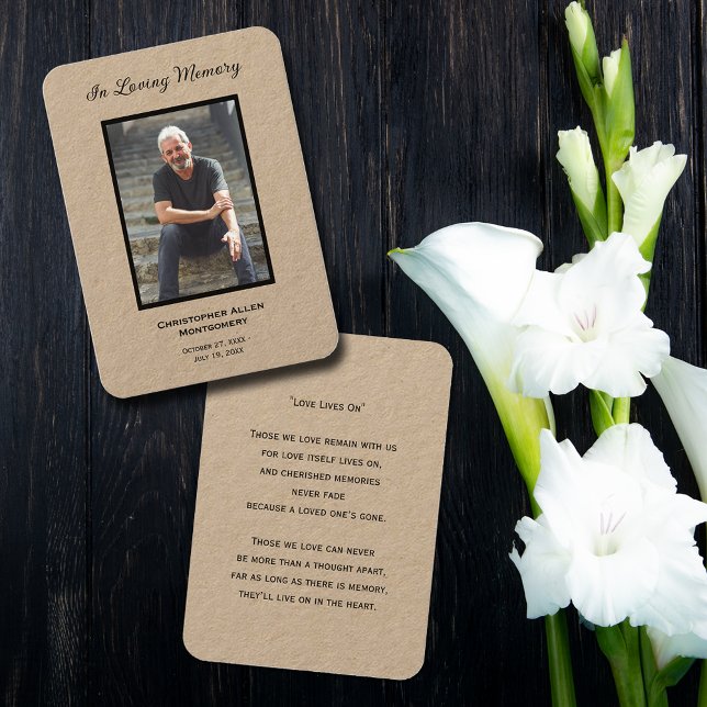 Simple Funeral Photo Sympathy Memorial Prayer Card (Simple funeral photo memorial keepsake bookmark prayer cards with a poem or prayer on the back)