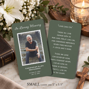 Simple Funeral Photo Sympathy Memorial Prayer Card