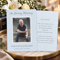 Simple Funeral Photo Sympathy Memorial Prayer Card