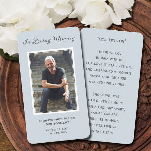 Simple Funeral Photo Sympathy Memorial Prayer Card